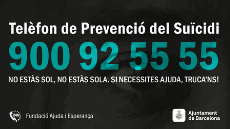 Cartell amb el número del telèfon de prevenció del suïcidi